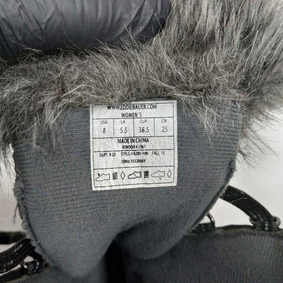 Eddie Bauer Women's Faux Fur Black Snow Boots Size 8 - Picture 5 of 6